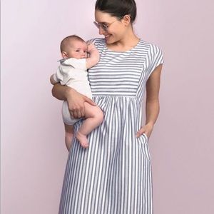 Seraphine Maternity & Nursing Dress cotton stripe